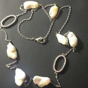 Sterling Silver Mother of Pearl CZ Necklace